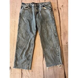 Wild Fable Women's Light Wash Distressed Cropped Wide Leg Jeans Size 16